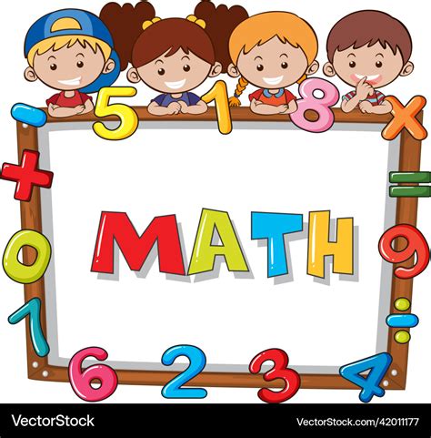 Math word on board with cartoon kids Royalty Free Vector