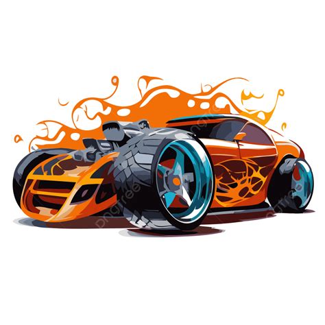 Hot Wheels Car Vector, Sticker Clipart Car Drawing With Flames And ...