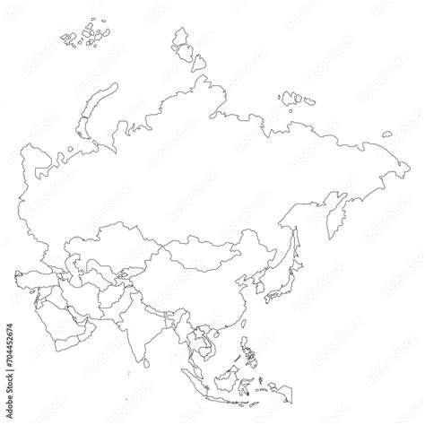 Stylized world map with all countries in linear style. World map with ...