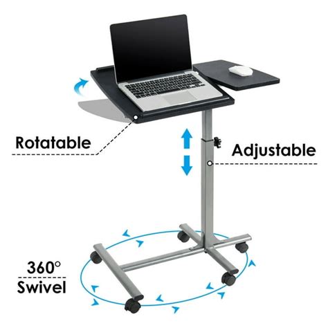 Costway Adjustable Angle & Height Rolling Laptop Notebook Desk Stand ...