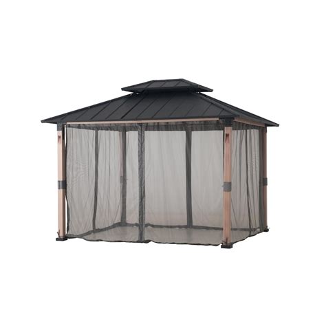 Hampton Bay Winfield 10 ft. x 12 ft. Hardtop Gazebo with Netting & LED ...