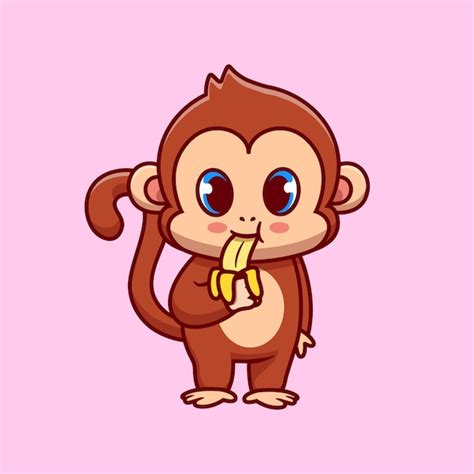 Premium Vector | Cute monkey eating banana