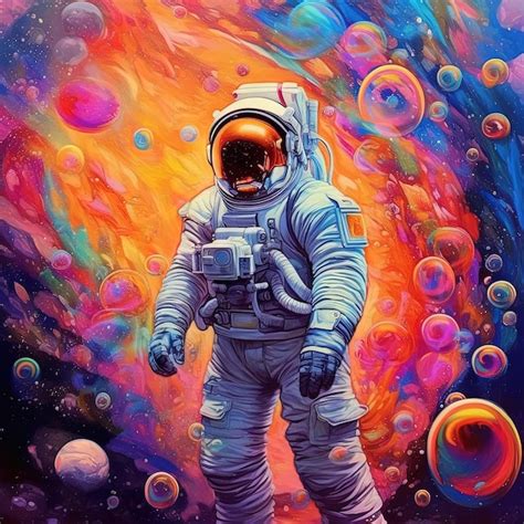 Premium AI Image | astronaut in colorful space abstract space art