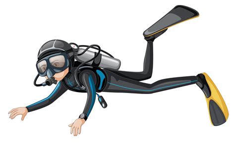 A scuba diver on white background 300524 Vector Art at Vecteezy