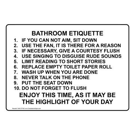 Bathroom Etiquette Sign - Image of Bathroom and Closet