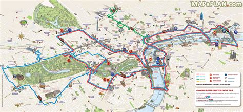 London top tourist attractions map Double decker bus tour London ...