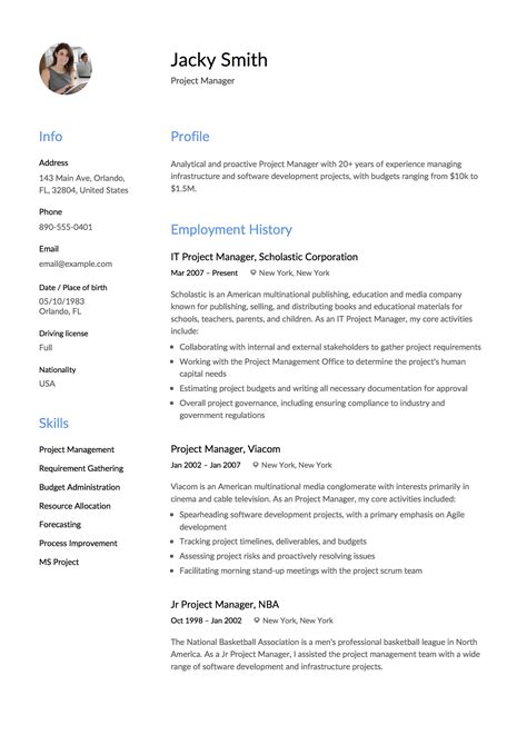 Project Manager Resume & Full Guide | 12 Examples [ Word & PDF ] 2019