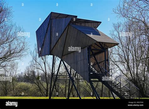 Bird watching house in Lonjsko polje Stock Photo - Alamy