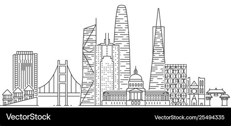 San francisco skyline usa Royalty Free Vector Image