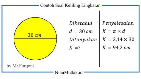 Sebuah Lingkaran Mempunyai Keliling Cm Hitunglah Diameter Lingkaran ...