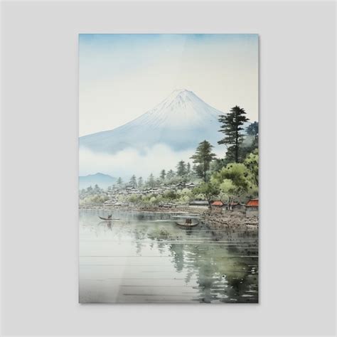 Japanese Ukiyo-e Art Mount Fuji From Lake 34, an art acrylic by ...