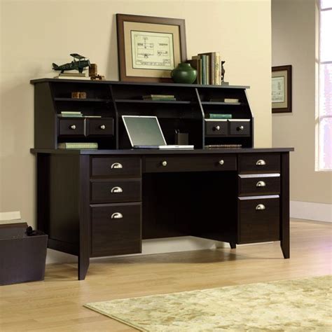 Espresso Shaker Executive Computer Desk w/Hutch