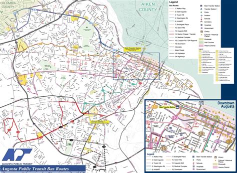 Augusta Public Transit Routes Map - Augusta Georgia USA • mappery