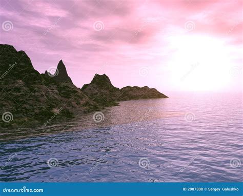 Red sunset in a bay stock photo. Image of cloud, coastline - 2087308