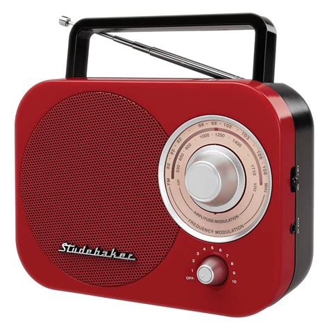 Studebaker Portable AM/FM Radio in Red-SB2000RB - The Home Depot