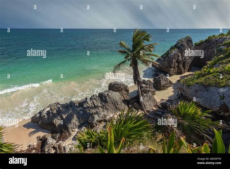 An aerial view of sea with rocky beach Stock Photo - Alamy