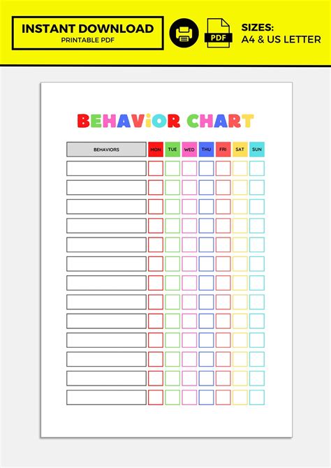 Behavior Chart Template - Etsy