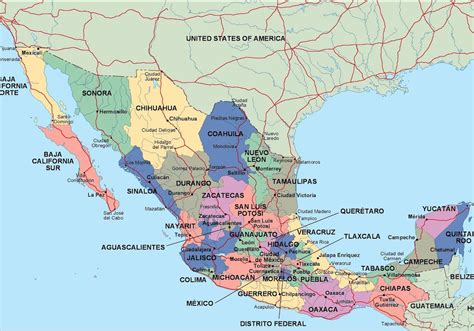 mexico political map. Eps Illustrator Map | Vector World Maps