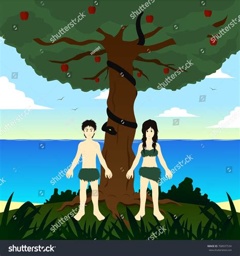 Adam Eve Cartoon Stock Vector (Royalty Free) 768937534