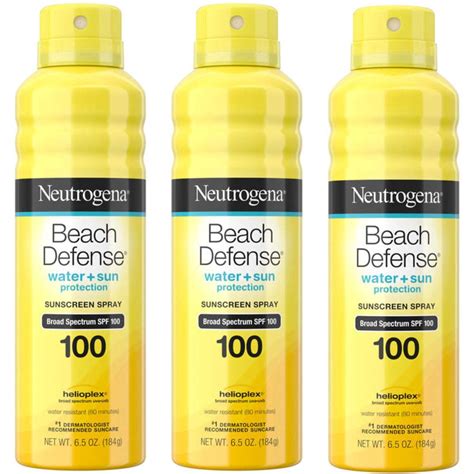 Pack of 3 Neutrogena Beach Defense Body Spray Sunscreen with Broad ...