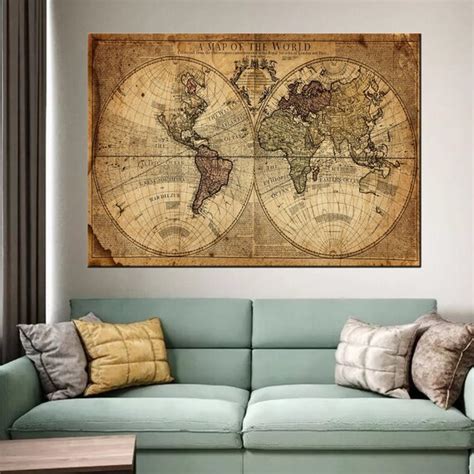 Antique World Map Vintage Canvas Art World Map Print - Etsy