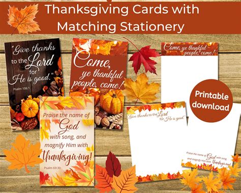 Printable Thanksgiving Greeting Cards Matching Stationery Digital ...