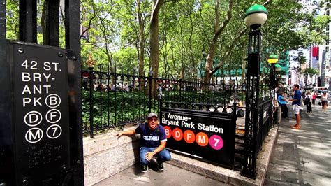 Fifth Avenue Bryant Park Subway Station Entrance In New York Stock ...