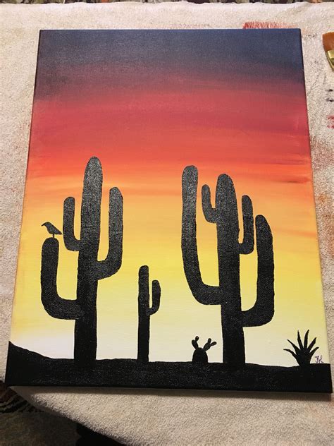 Cactus | Sunset canvas painting, Western painting canvas, Cute canvas ...