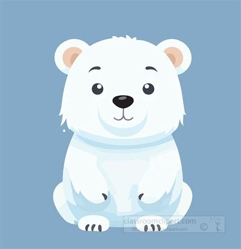 Bear Clipart-cute White Furry Polar Bear Cartoon, 48% OFF