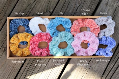 Velvet Scrunchies Crochet Velvet Scrunchies Hair Ties - Etsy