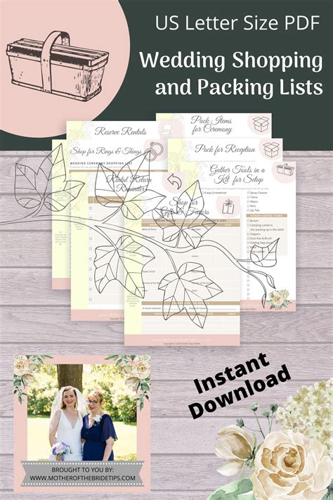 Wedding Checklists Printable Shopping & Packing Lists for - Etsy