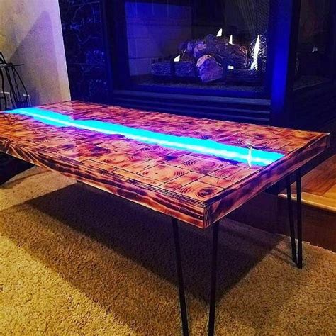 epoxy resin table with led lights - Ella Mackay