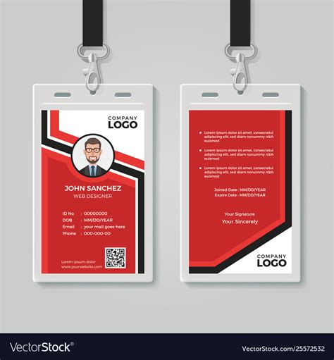 Modern red id card template Royalty Free Vector Image