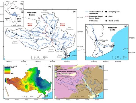 -(a) Location of the Godavari River basin in peninsular India, (b ...