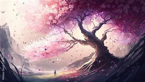 japanese cherry blossom tree wallpaper background created with ...