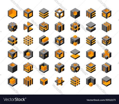 Cube logo design cubes 3d set template graphic Vector Image