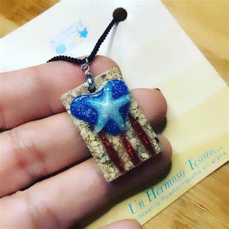 Puerto Rico Flag Necklace, Beach Sand, 3D Flag Necklace, Puerto Rico ...