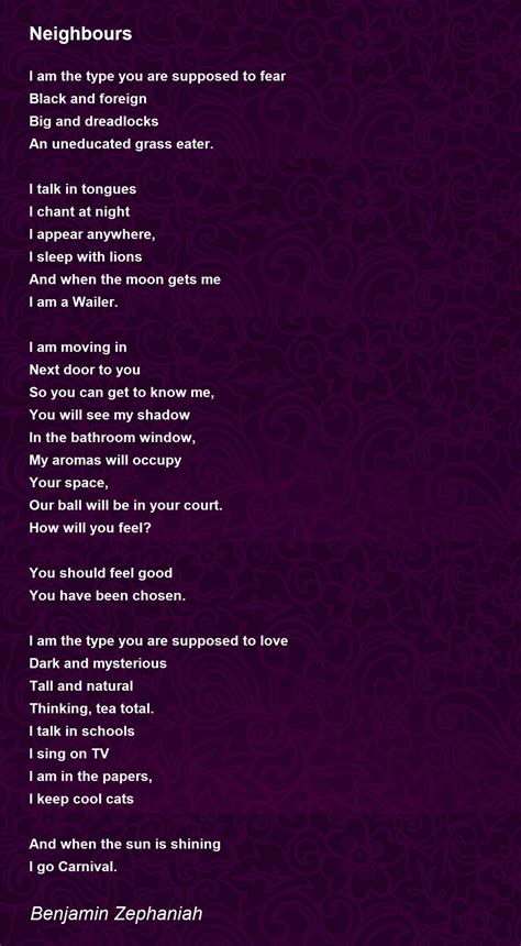 Neighbours - Neighbours Poem by Benjamin Zephaniah