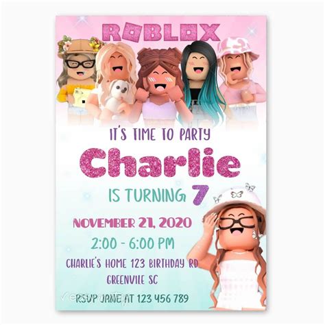 Roblox Birthday Invitation for Girls - Print Me Pretty Girls Birthday ...