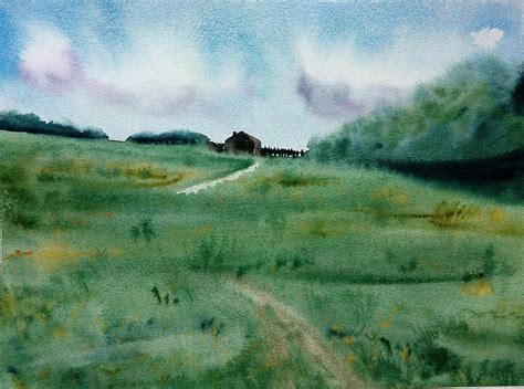 Watercolor landscape Abstract landscape Original painting