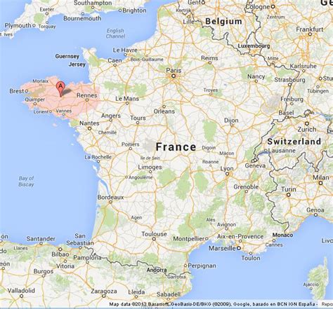 Brittany on Map of France