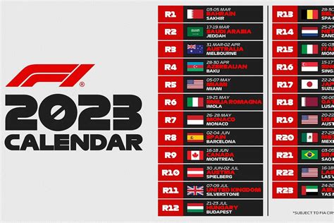 2025 Formula 1 Grand Prix Calendar - Design Printable Calendar 2025