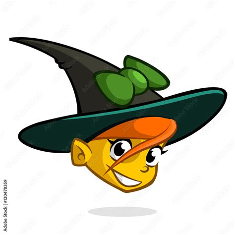 Cartoon witch face. Vector clip art illustration of Halloween witch ...