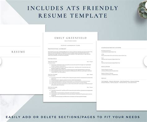 Nurse Portfolio Resume Template: ATS-friendly Nurse Resume & Cover ...