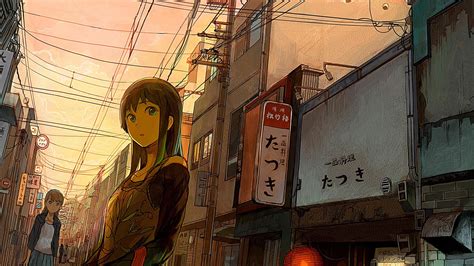 Anime Cityscape City Woman Building Street Anime Hd - 4k Anime ...