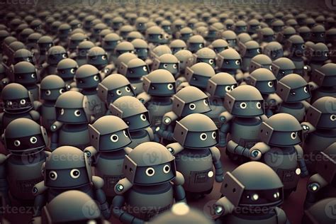 Robot crowd in rows. Robot army. Created with 21754177 Stock Photo at ...