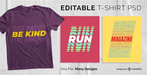 Multiple Shadow Text T-shirt Design PSD - PSD Mockup Download