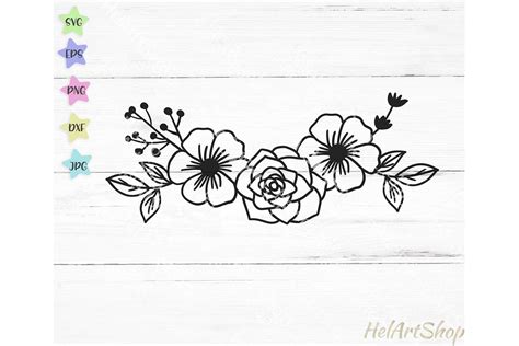 Floral border svg, floral swag svg, Flower border svg, (713542) | Cut ...