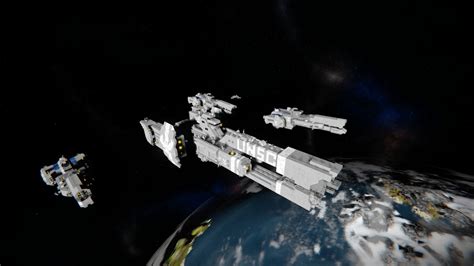 A fleet of UNSC frigates in a covenant battle : r/spaceengineers