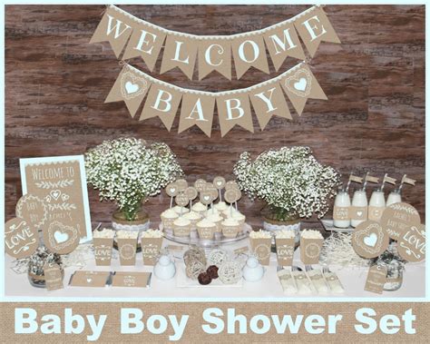 Rustic Baby shower decorations printable Boy baby shower